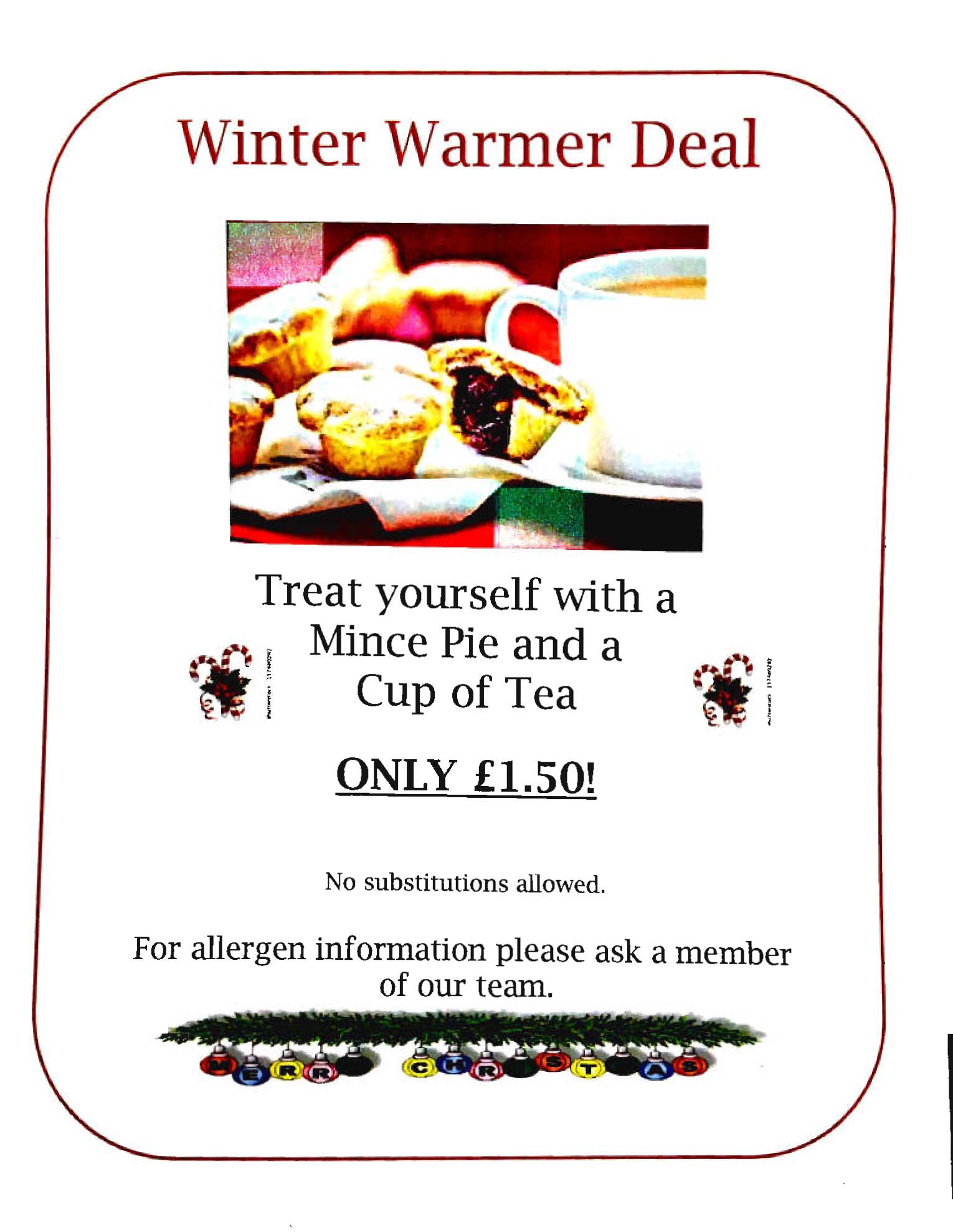 winter warmer offer